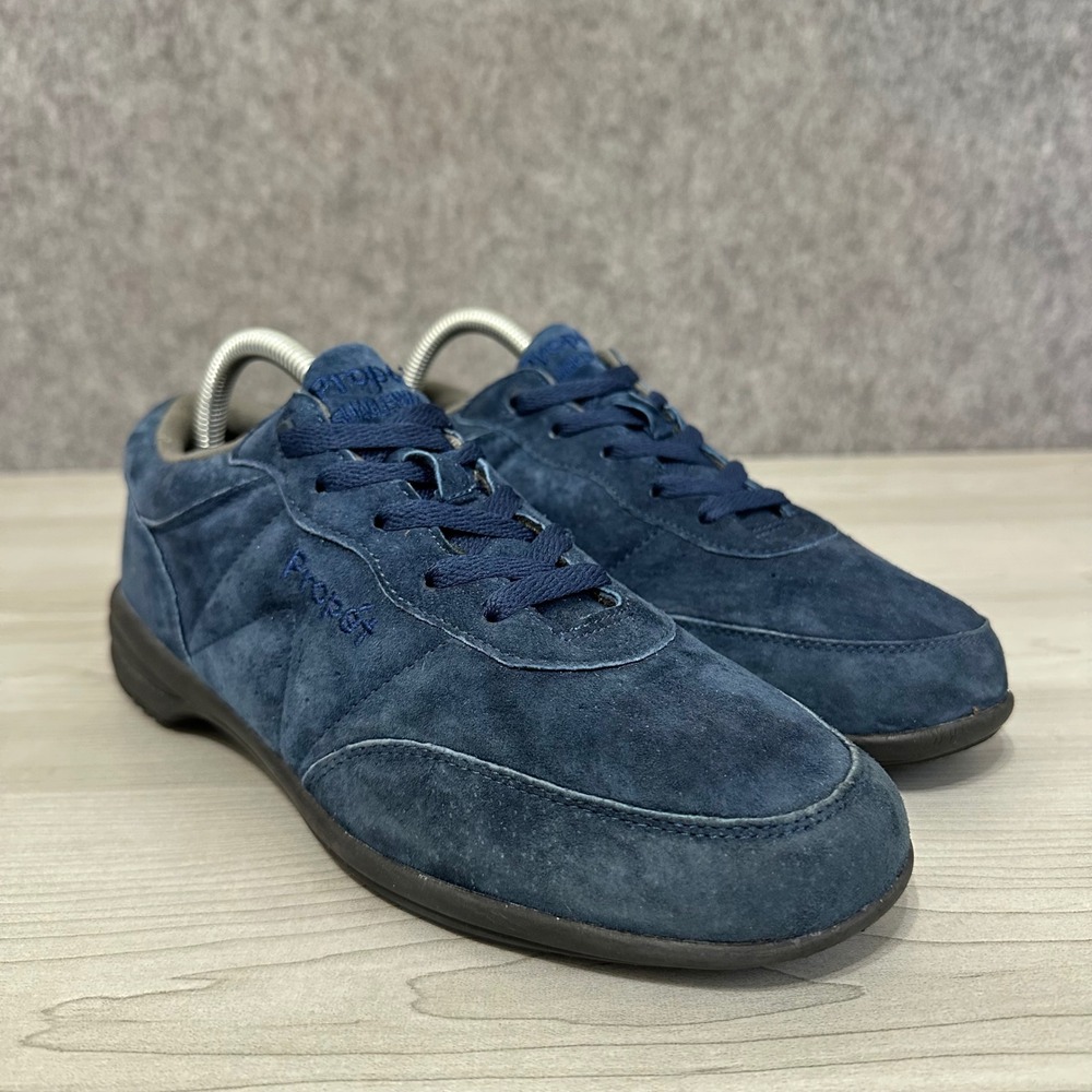 Propet Washable Walker Women 9.5 Blue Suede Low Top Lace Up Sneakers Comfort